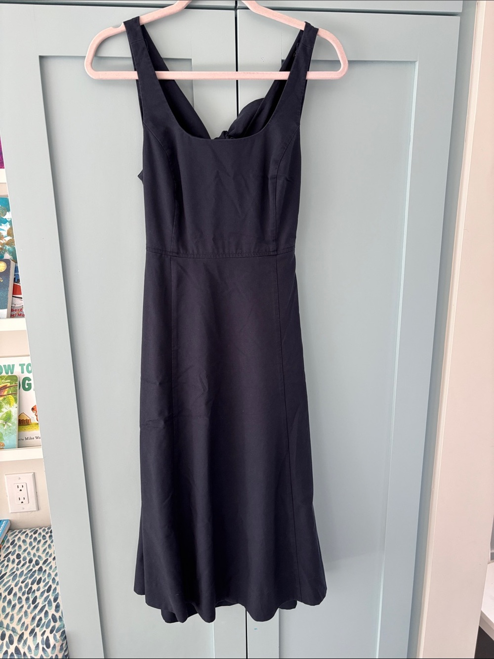Women's Navy Sleeveless Midi Dress with tie back